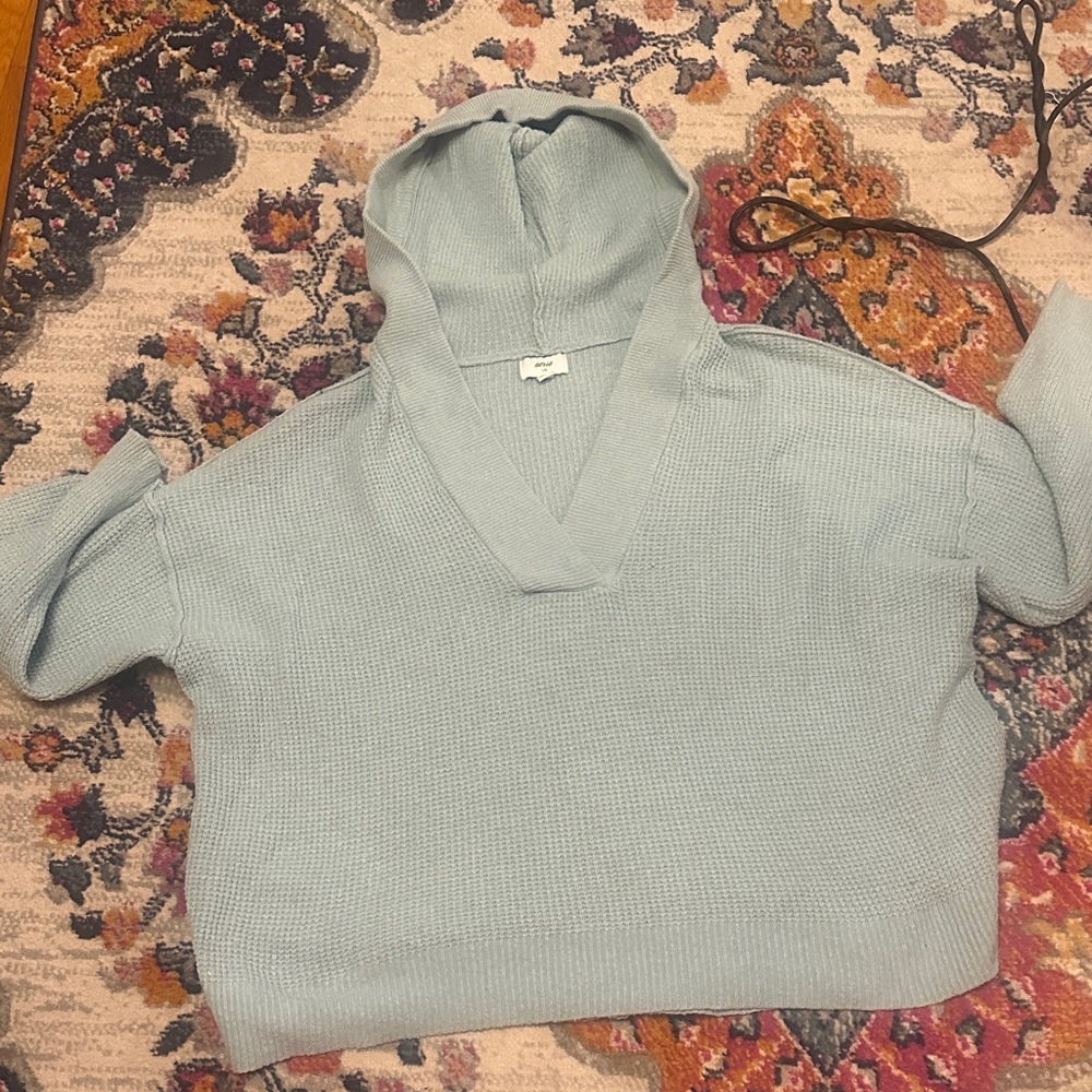 Aerie women’s  V-Neck Light Blue waffle knit  Sweater